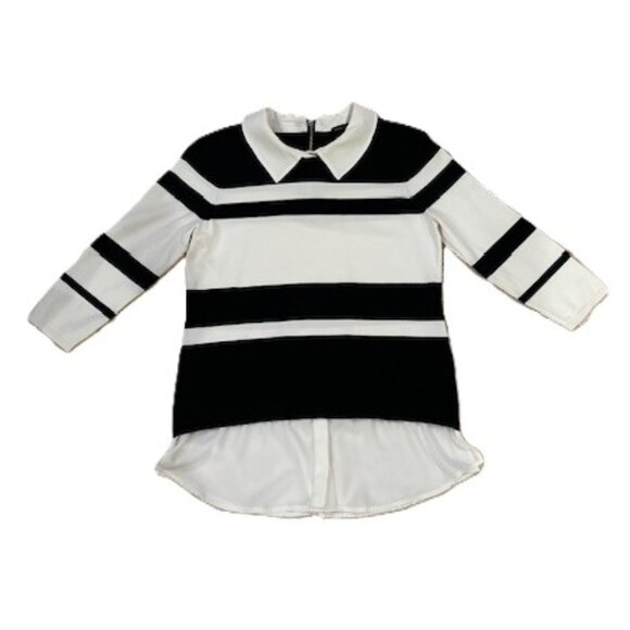 White House Black Market Mock Layer Striped Top - Picture 1 of 5